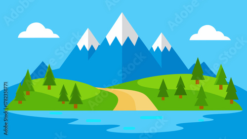 Tasmania Mountain Landscape Vector 