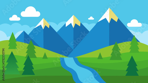Tasmania Mountain Landscape Vector 