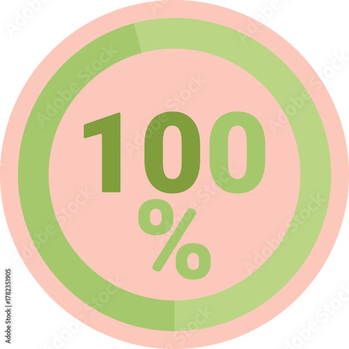 A circular progress indicator filled completely to represent 100%, signaling that the task or project has reached full completion.