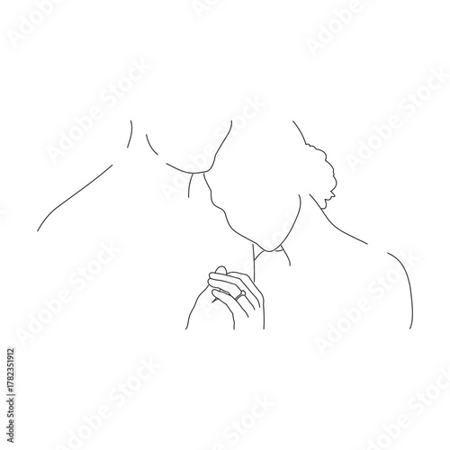 Abstract line drawing of couple embracing in a minimalist style  