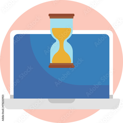 The hourglass icon shows that a task is currently in progress and not yet finished.