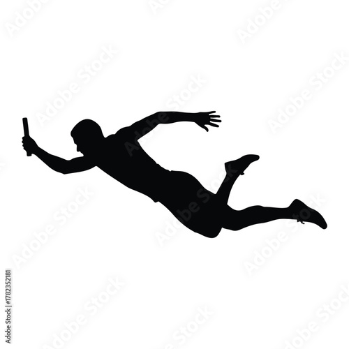 Silhouette of a runner passing a baton athlete sports