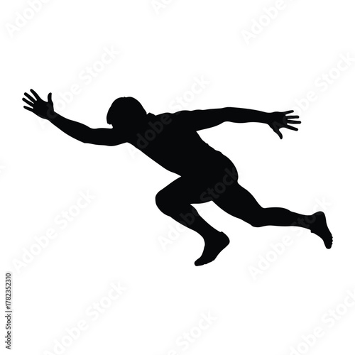 Silhouette of a sprinter in a starting or reaching pose