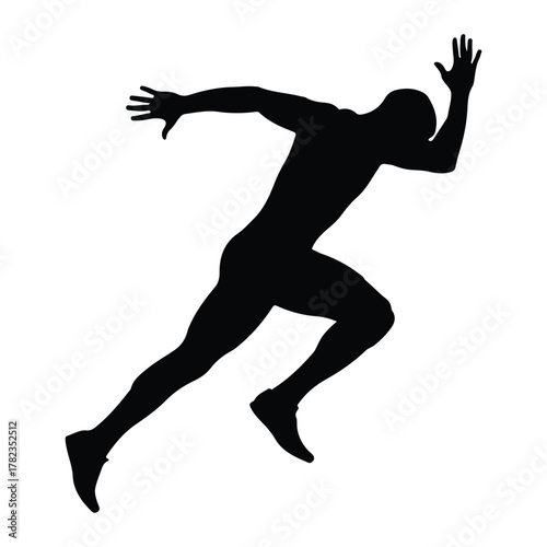 Silhouette of a sprinter in a starting stance runner