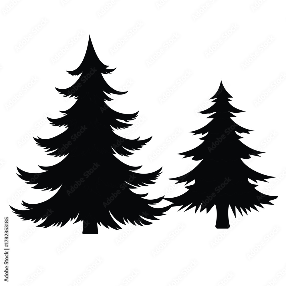 Obraz premium Christmas Black Pine and Fir Trees Vector Illustration