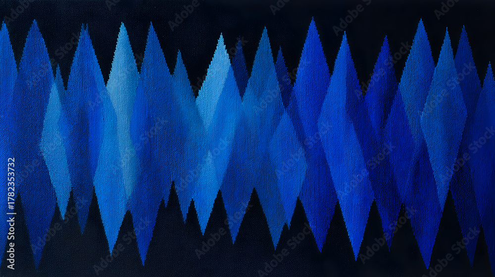 Fototapeta premium Dynamic abstract pattern of layered blue diamonds creates a mesmerizing visual flow, perfect for modern design.