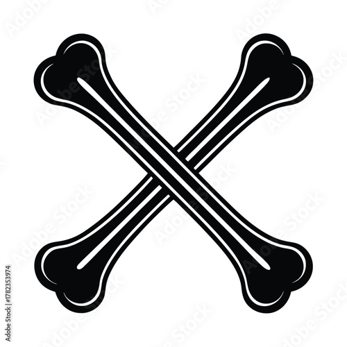 Crossed Bones Vector Illustration Black and White Pirate Skull Symbol