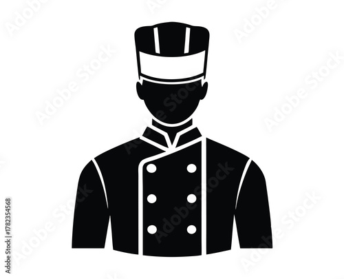 Professional chef icon wearing uniform in a kitchen staff concept design