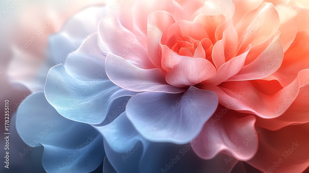 Fototapeta premium Soft focus macro of a delicate flower with pink and blue petals