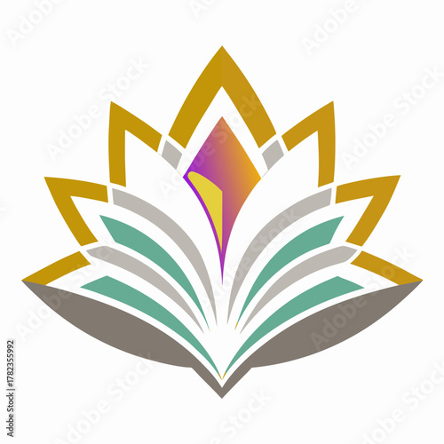 Elegant lotus flower symbol with vibrant colors, representing growth, harmony, and balance for spiritual practices, yoga studios, or wellness brands