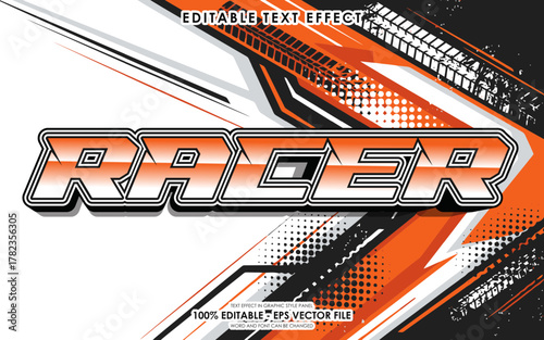 Racing theme graphic design with text effect.