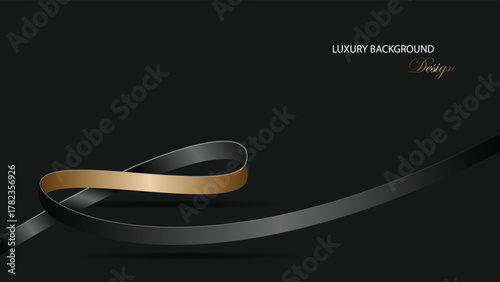 Black luxury background vector design. Gold and black abstract background. Suit for banner, backdrop, certificate, award, invitation card, presentation, etc
