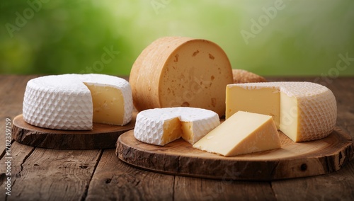 Cheese assortment on rustic...