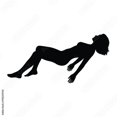 Silhouette of a woman floating on her back female person
