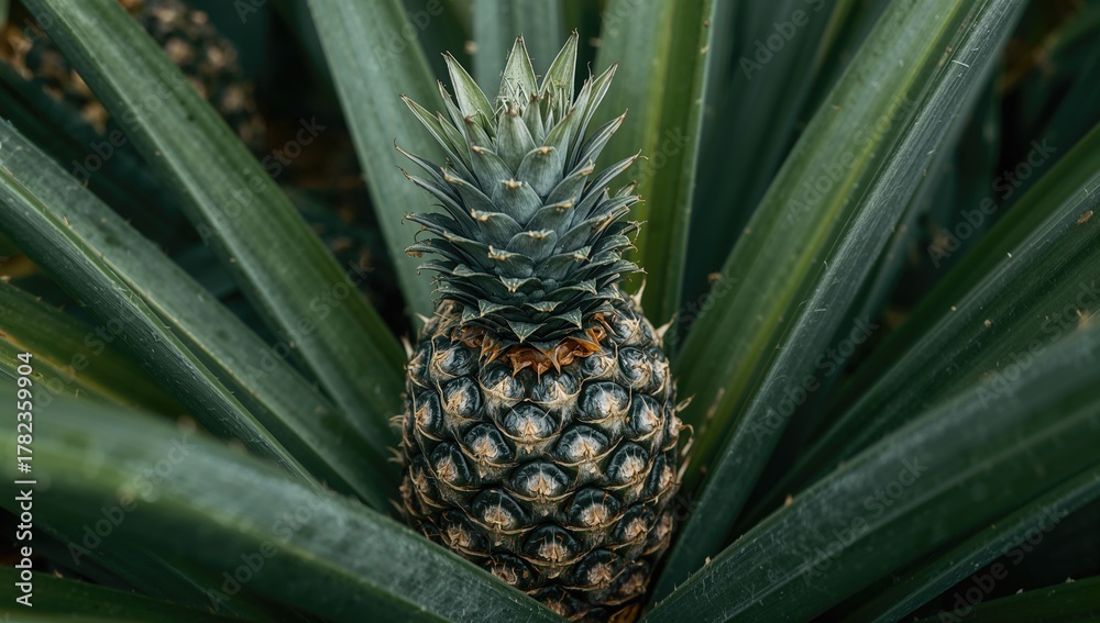 Obraz premium Pineapple, a tropical fruit known for its economic importance, fiber-rich choice