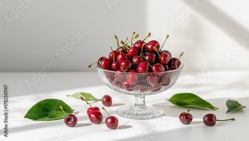 Fresh cherries arranged in ...