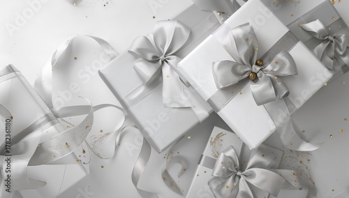 Gift boxes adorned with sil...