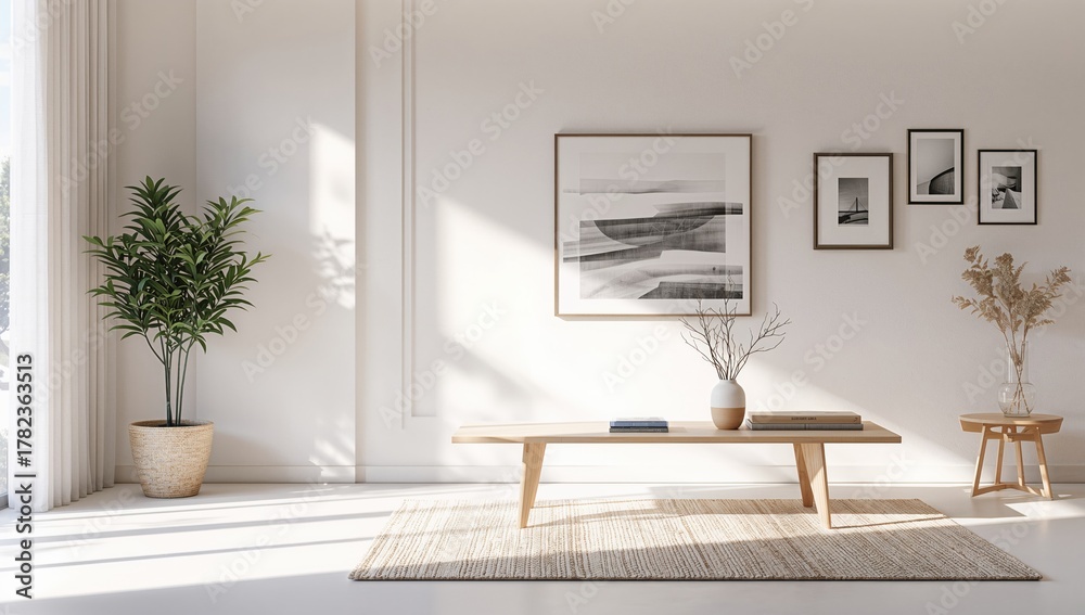 Fototapeta premium Interior sketch design of a living area, functional layout for modern living