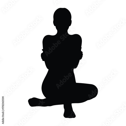 Silhouette of a woman in a seated yoga pose female