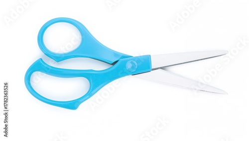 A pair of blue scissors des...