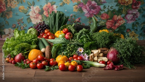 Fresh vegetables displayed ...