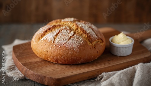 Artisan round crusty bread ...