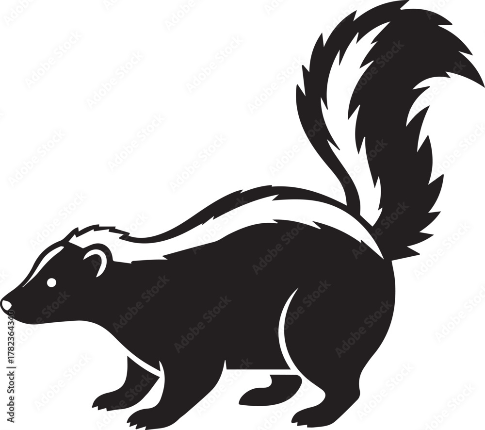 Obraz premium Black silhouette of a skunk on a white background animal