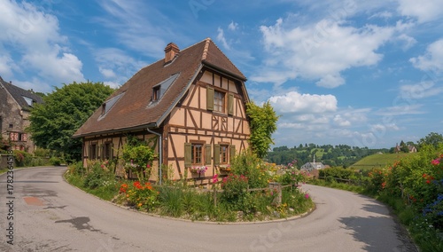 Half-timbered house in a hi...