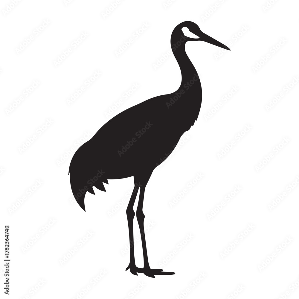Obraz premium Black silhouette of a standing crane bird animal wildlife
