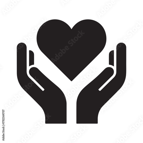 Helping Hands Charity Heart Love And Care Icon