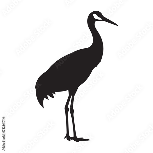 Black silhouette of a standing crane bird animal wildlife
