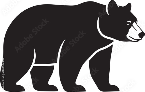 Black Silhouette of a Walking Bear animal mammal