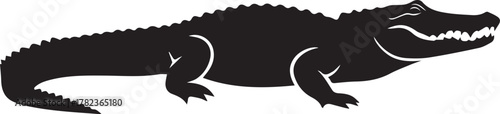 Black Silhouette of an Alligator with Open Mouth crocodile