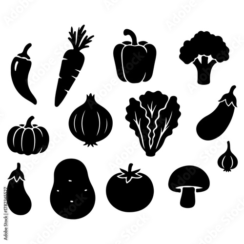 set of vegetables vector winter vegetables silhouette vector.  