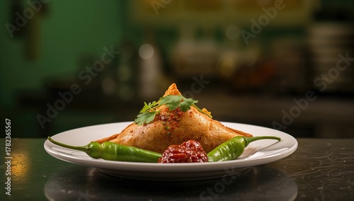 Spicy fried potato-filled p...