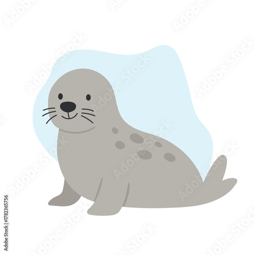 Greenland seal rests peacefully on icy shore, seal expresses gentleness and joy, seal represents balance of arctic life, warmth in cold, and nature quiet resilience and charm.