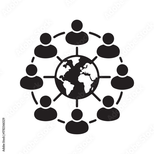Worldwide Connected People Communication Network Icon