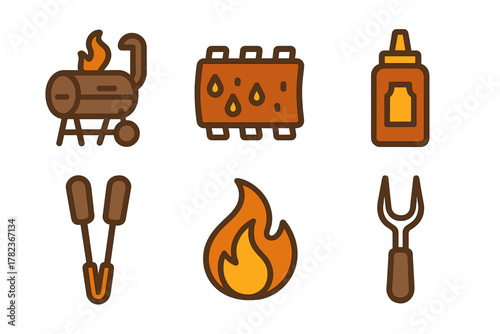 Barbecue tools and condiments ready for an outdoor grilling session in the backyard on a sunny day