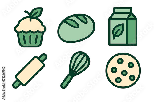 Baking tools and ingredients displayed in a fun and simple graphic representing the joy of cooking