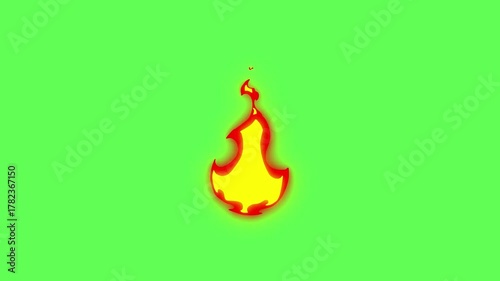 Animated cartoon fire element . Animated fire burning brightly, perfect for dynamic visual effects. 