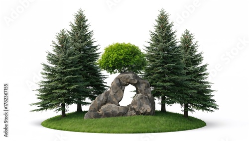 Fir trees surrounding a cut...