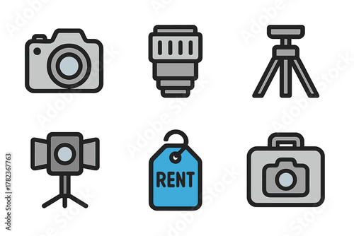 Camera rental options with various photography equipment for effective shooting