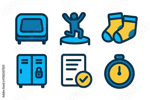 Dynamic activities and playful items captured in a vibrant design showcasing fun elements for children and fitness enthusiasts