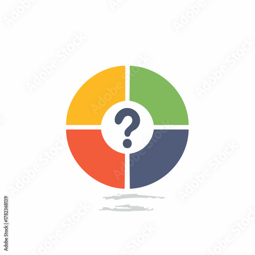 Question Mark in Center of Four Segmented Circle Icon for Decisions and Options