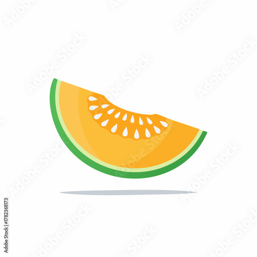 Delicious vibrant cantaloupe fruit slice with juicy orange pulp and seeds healthy summer food illustration