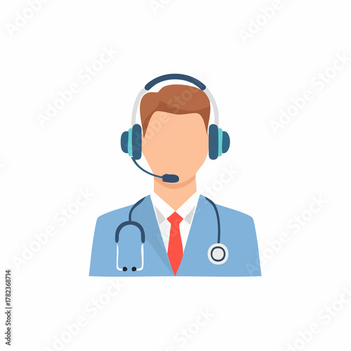 Medical doctor avatar wearing headset stethoscope for online healthcare consultation