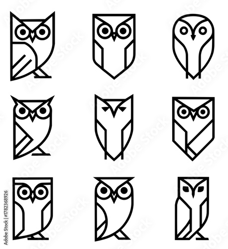 Unique Icons, Owl Set, Outline Version