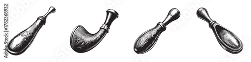 Beautifully crafted antique shoe horns with intricate designs, showcasing elegance and functionality.