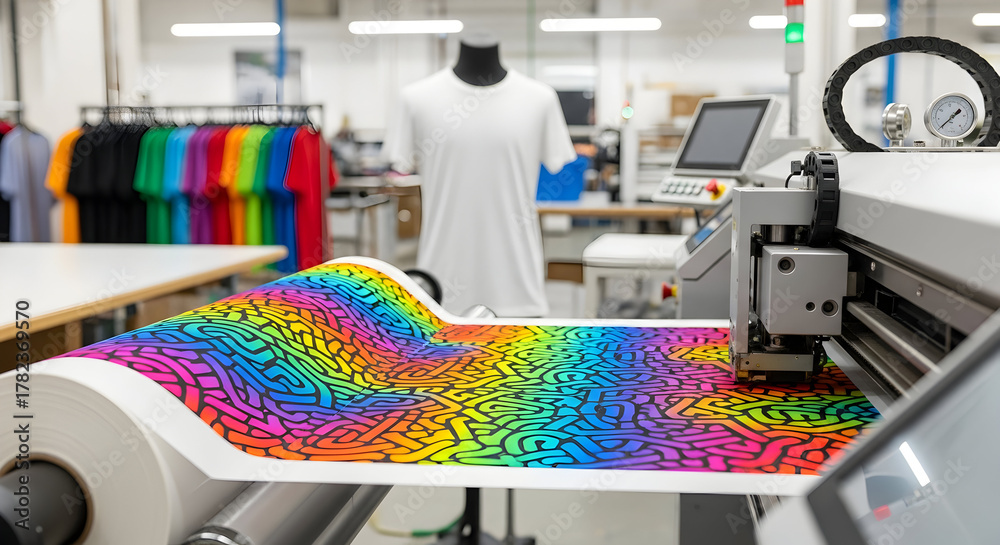 custom made wallpaper toronto digitalPrinting vibrant designs on fabric in a textile factory.