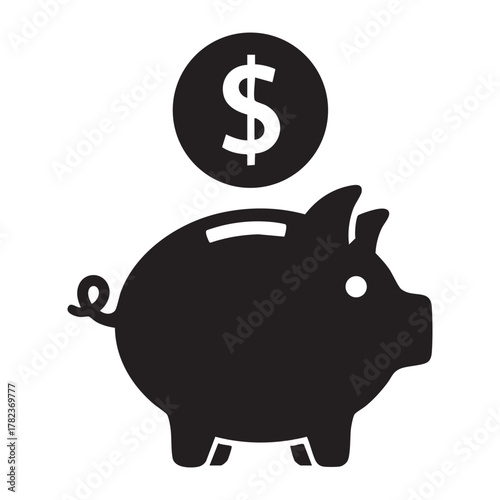 Piggy bank with dollar coin illustration financial saving symbol vector